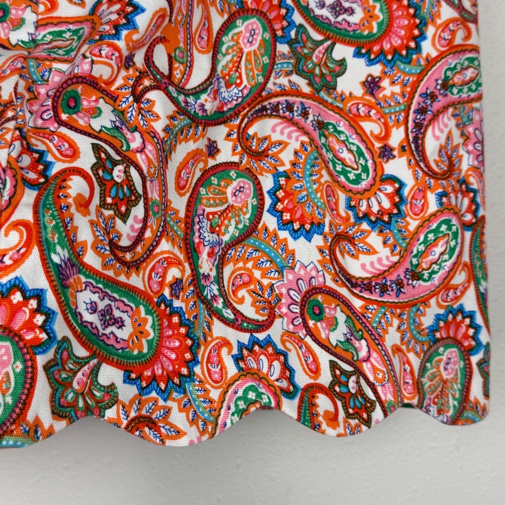 Talbots Petites Orange Green Paisley Scalloped Hem A-Line Mini Skirt 6P - Picture 4 of 10